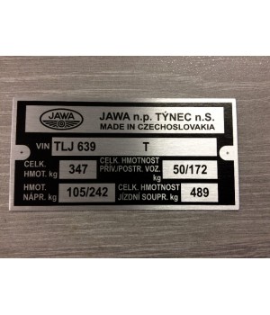Typový štítek - Jawa 639